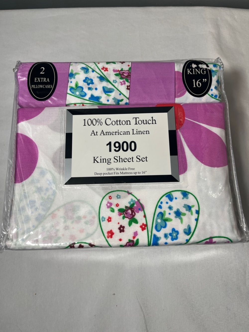 1900 Cotton Touch King Sheet Set in Purple Floral by